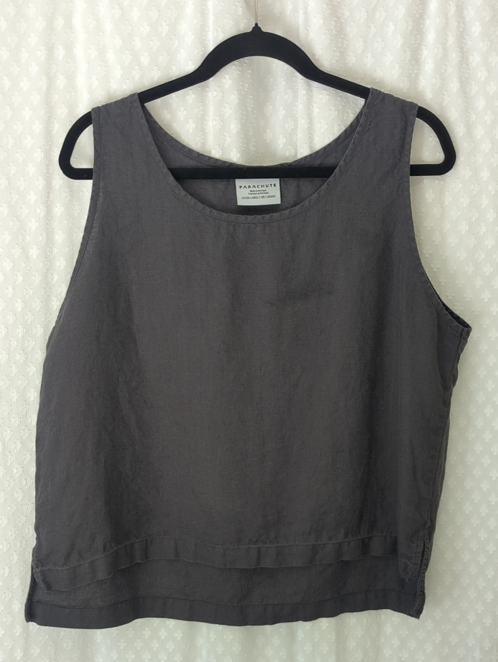 Parachute 100% Linen High Low Crop Tank Charcoal Grey Women's XL